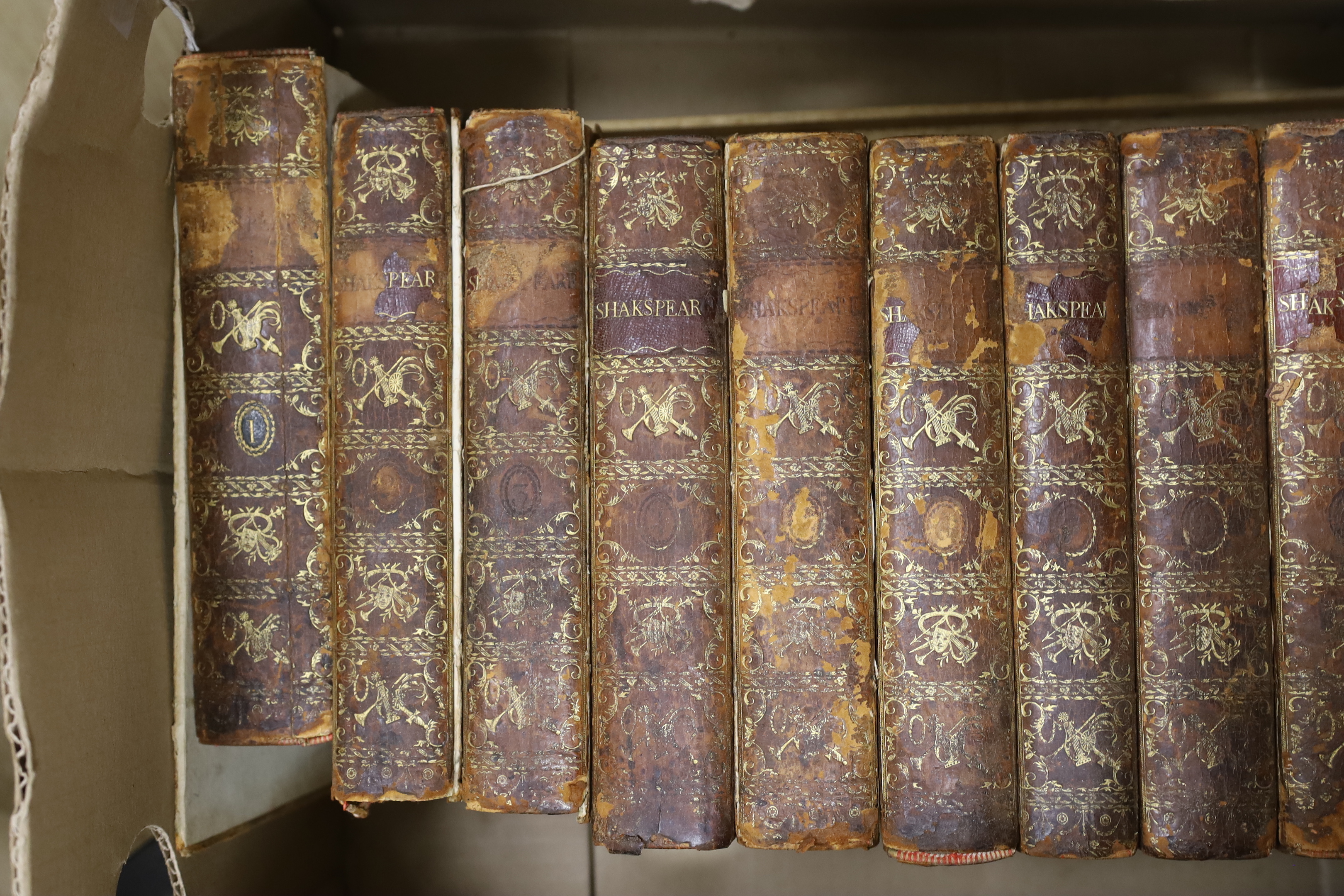 A set of ten Shakespeare volumes (1785) and a set of The Greville Memoirs